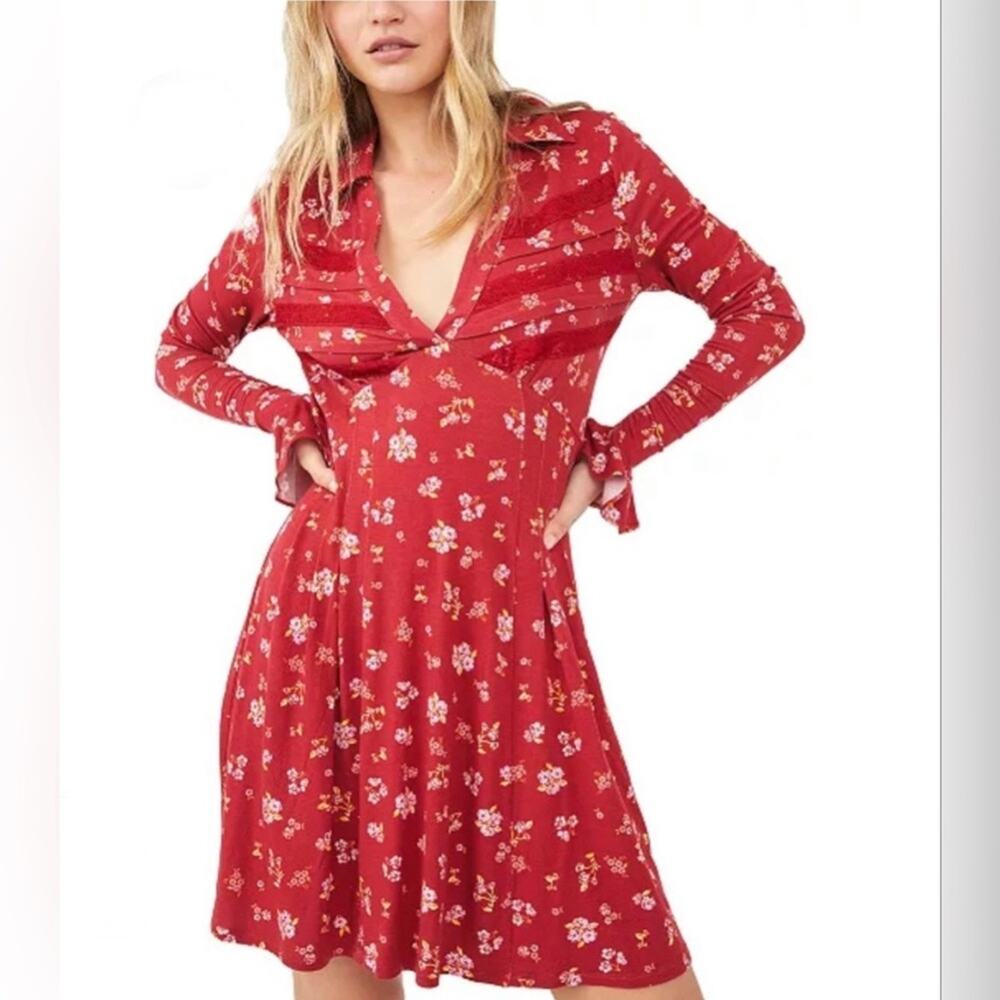 NWT! Free People Good Days Long Sleeve Minidress Size Small.